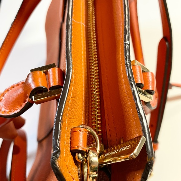 Michael Kors Orange Satchel With Rivets - Picture 4 of 6